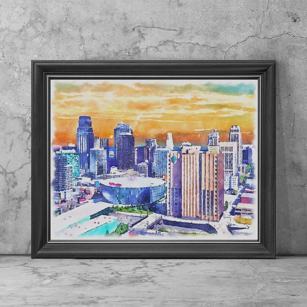 Kansas City Watercolor Art Print, Kansas City Missouri Original Sketched Artwork Photo, Kansas City Poster Decor, Kansas City painting