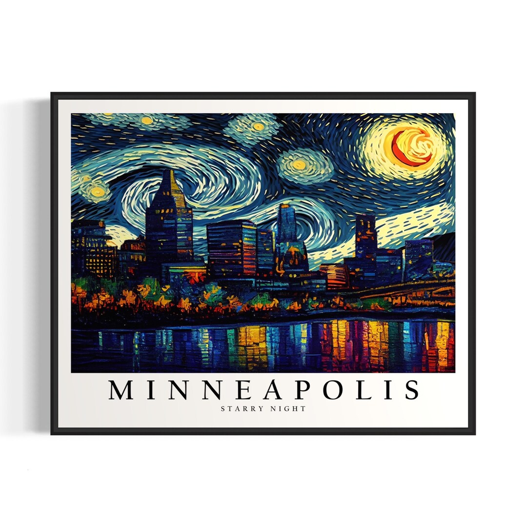 Minneapolis Starry Night Art Print, Van Gogh Minneapolis Poster Wall