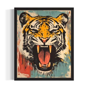 Tiger Pop Art Poster Art Print, Living Room Wall Art Poster, Original Paint Artwork, Artwork Decor