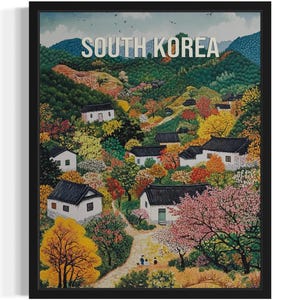 South Korea Europe Scenery Art Print, Wall Art Poster, Original Paint Artwork, Artwork Decor
