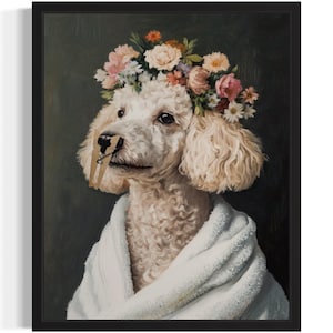 Poodle Dog Funny Restroom Art Print, Bathroom Wall Art Poster, Original Paint Artwork, Artwork Decor