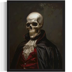 Green Skull, 6 by 9 Inch, Art Print, Stitched Skull