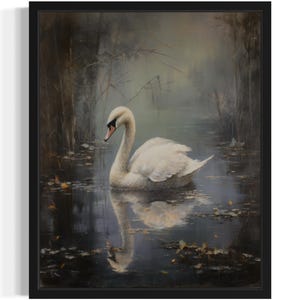 White Swan Waterfowl Art Print, Wall Art Poster, Original Paint Artwork, Artwork Decor