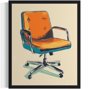 Office Chair Pop Art Print, Wall Art Poster, Original Paint Artwork, Artwork Decor