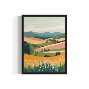 Pôster de impressão de arte abstrata boho do vale de Santa Ynez, pintura de arte original, decoração de impressões de banheiro