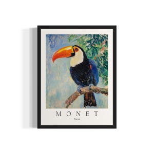 Tukan Vogel Monet Kunstdruck, Wand Kunst Poster, Original Kunstwerk, Kunstwerk Dekor