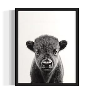Bison Animal Black and White Poster Art Print, Living Room Wall Art Poster, Original Paint Artwork, Artwork Decor