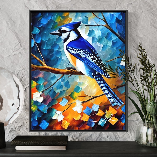 Blue Jay Art Print  Blue Jay Painting Print Poster, Original Paint Artwork, Bird Wall art, Bird Lover Gift