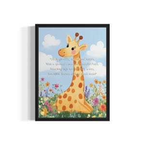 Giraffe Tier Gedicht Nursey Art Print, Wand Kunst Poster, Original Kunstwerk, Kunstwerk Decor