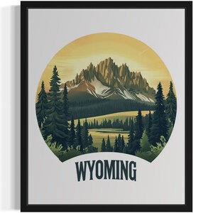 Wyoming States Scenery Art Print, Wall Art Poster, Original Paint Artwork, Artwork Decor