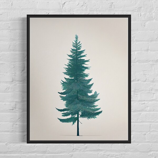 Blue Spruce Tree Art Print  Blue Spruce Tree Minimalist Poster