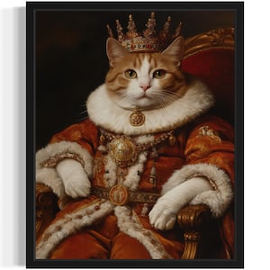 King Portrait Cat Art Print, Wall Art Poster, Original Paint Artwork, Artwork Decor