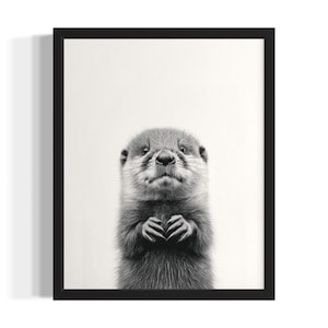 Beaver Animal Black and White Poster Art Print, Living Room Wall Art Poster, Original Paint Artwork, Artwork Decor