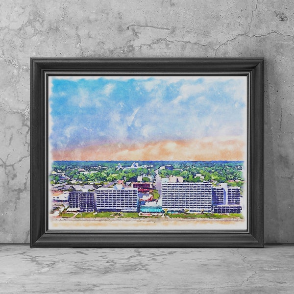 Virginia Beach Watercolor Art Print, Virginia Beach Virginia Original Sketched Artwork Photo, Virginia Beach Poster Decor,