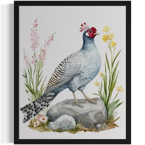 Silver Pheasant Watercolor Art Print, Wall Art Poster, Original Paint Artwork, Artwork Decor