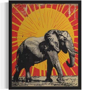 Elephant Africa Art Print, Wall Art Poster, Original Paint Artwork, Artwork Decor