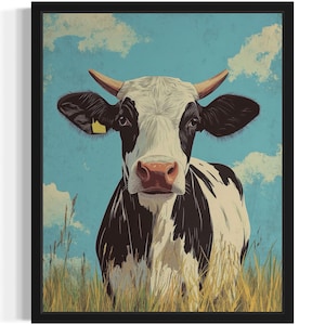 Cow Farm Pop Art Print, Wall Art Poster, Original Paint Artwork, Artwork Decor