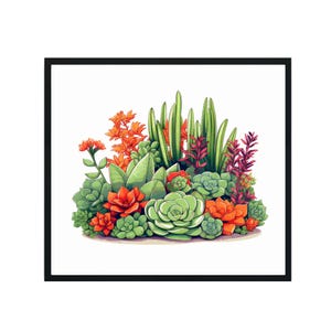 Succulent Plants Art Print, Wall Art Poster, Original Paint Artwork, Artwork Decor