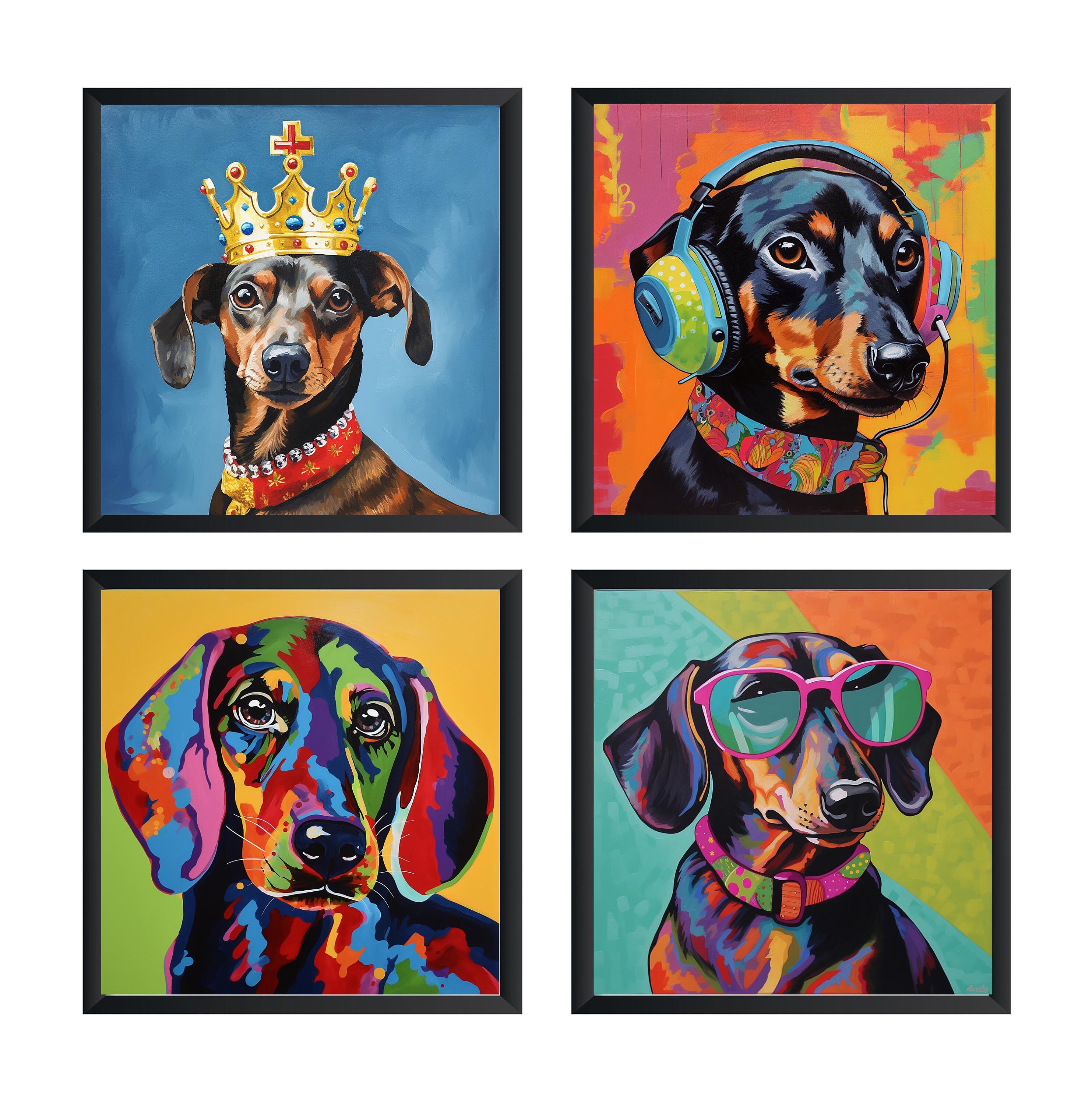 Dachshund Art Print, Dachshund Poster, Dachshund Wall Art (set of 4)  Unframed. - Etsy, image size:2966x3000