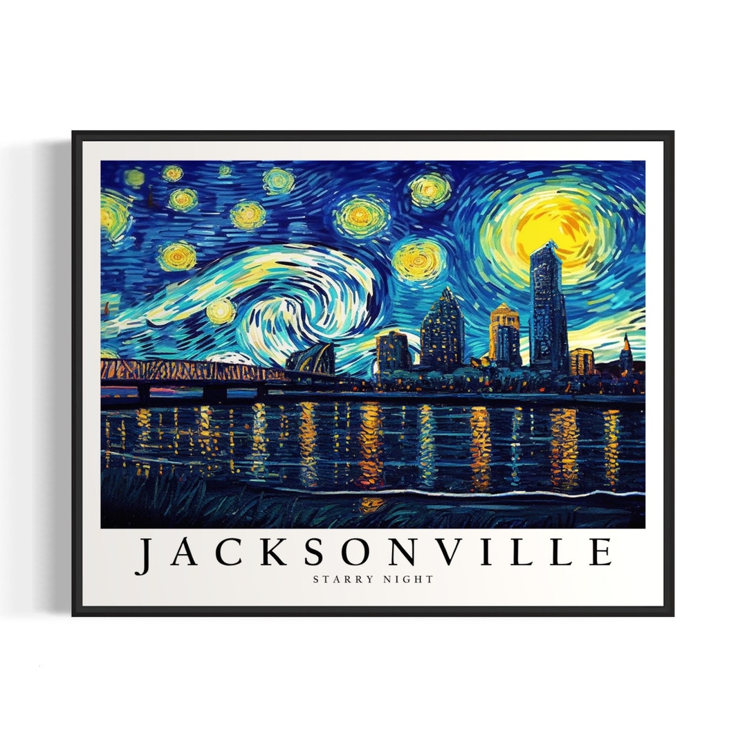 Jacksonville Starry Night Art Print Van Gogh Jacksonville Etsy