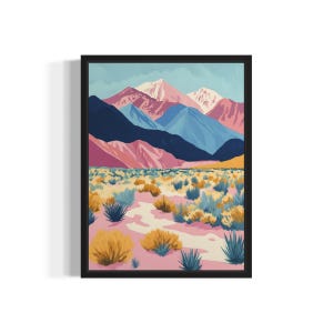 Owens Valley National Park Abstract Boho Art Print Poster, Pintura de arte original, Decoração de impressões de banheiro