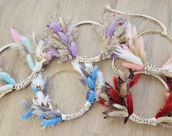 Door wreath with dried flowers