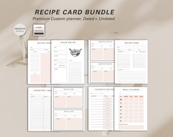 Recipe Planner, Meal Planning Organizer, Kitchen Organizer, Recipe Card Holder, Recipe Binder, Cooking Accessories