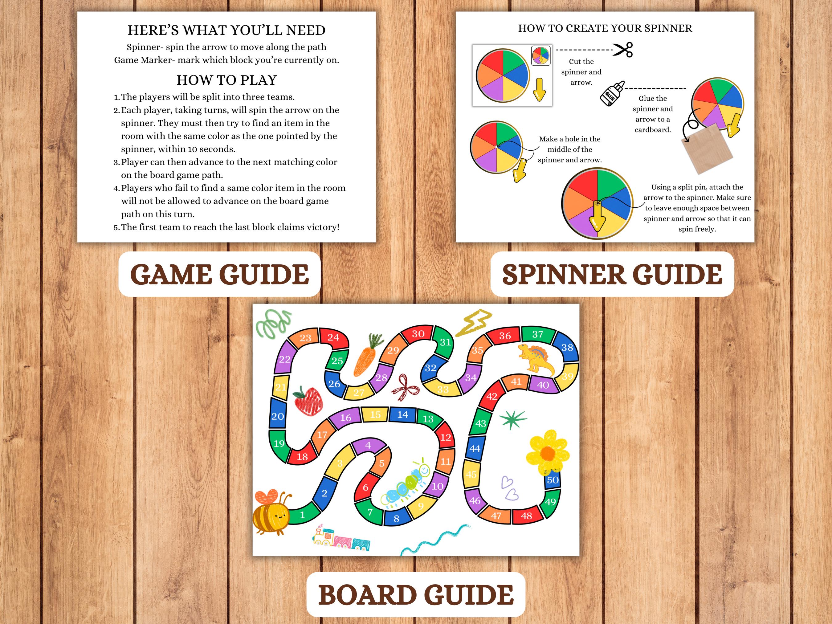 Spinner Color Game Color Match Spinner Board Game – Printable Preschool Party Activity PDF ...