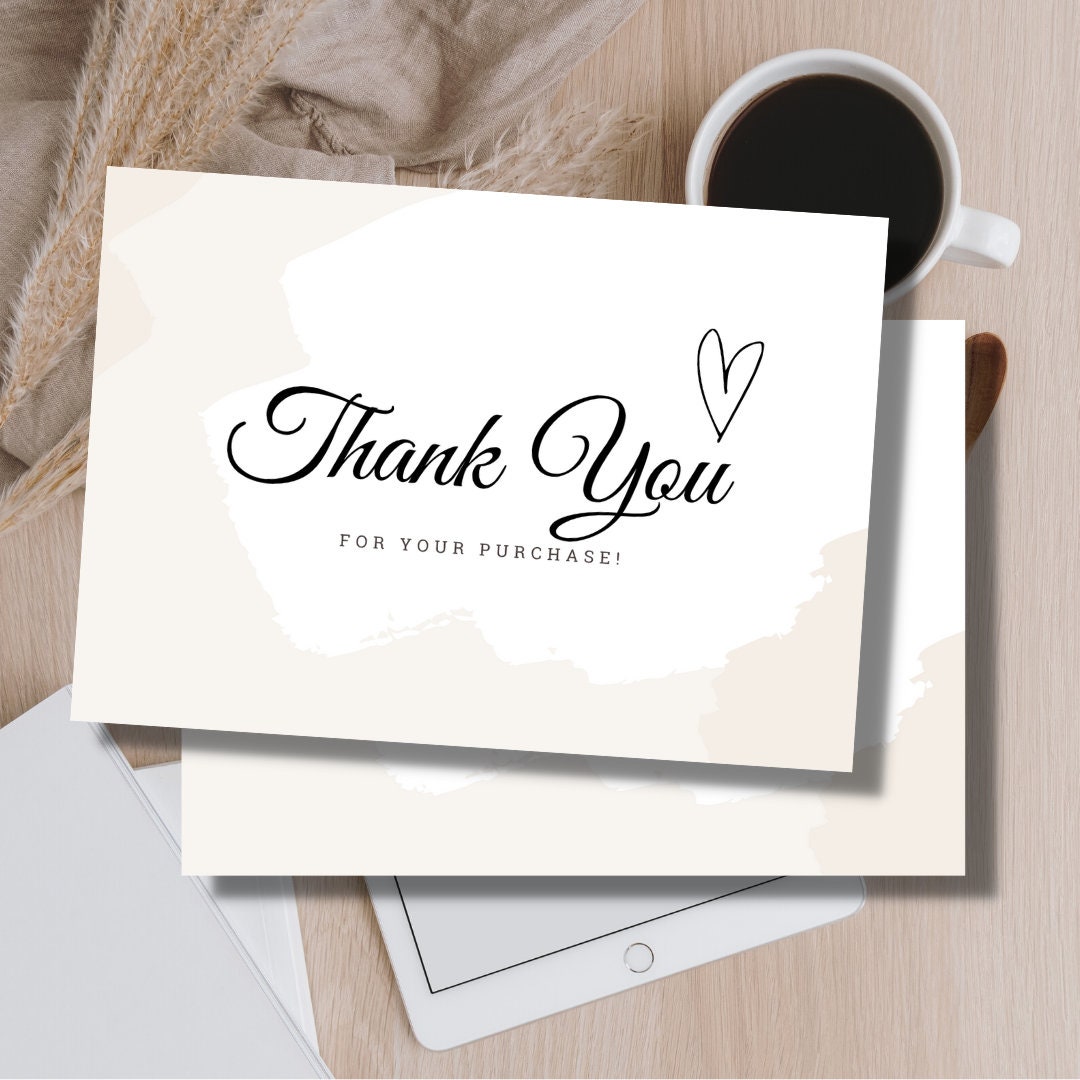 Beige Minimalist Business Thank You for Your Purchase Card Standard ...