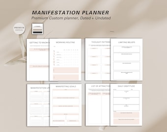 Planificador de manifestaciones, Diario de la ley de la atracción, Planificador de gratitud, Organizador de establecimiento de objetivos, Cuaderno de cuidado personal