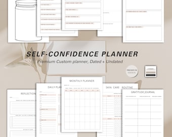 Self Confidence Planner, Personal Growth Journal, Motivational Agenda, Goal Setting Notebook, Inspirational Diary