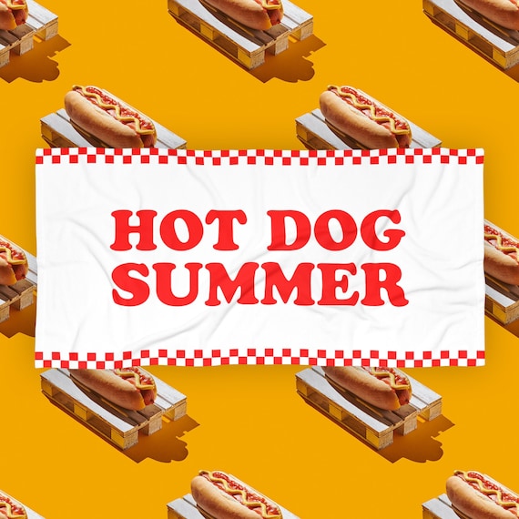Hot Dog Summer Beach Towel | Funny Hot Girl Summer Parody Oversized Towel for Pool