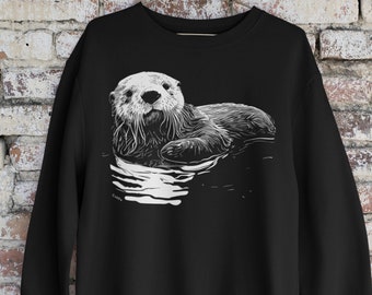 Sudadera con estampado de nutria marina - Sudadera unisex con capucha y estampado animal