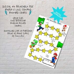 Super Mario Reward Chart for Kids Behaviour Chart Printable - Etsy