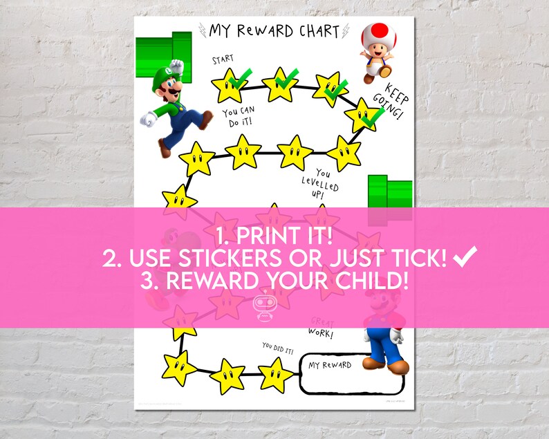 Super Mario Reward Chart for Kids Behaviour Chart Printable - Etsy