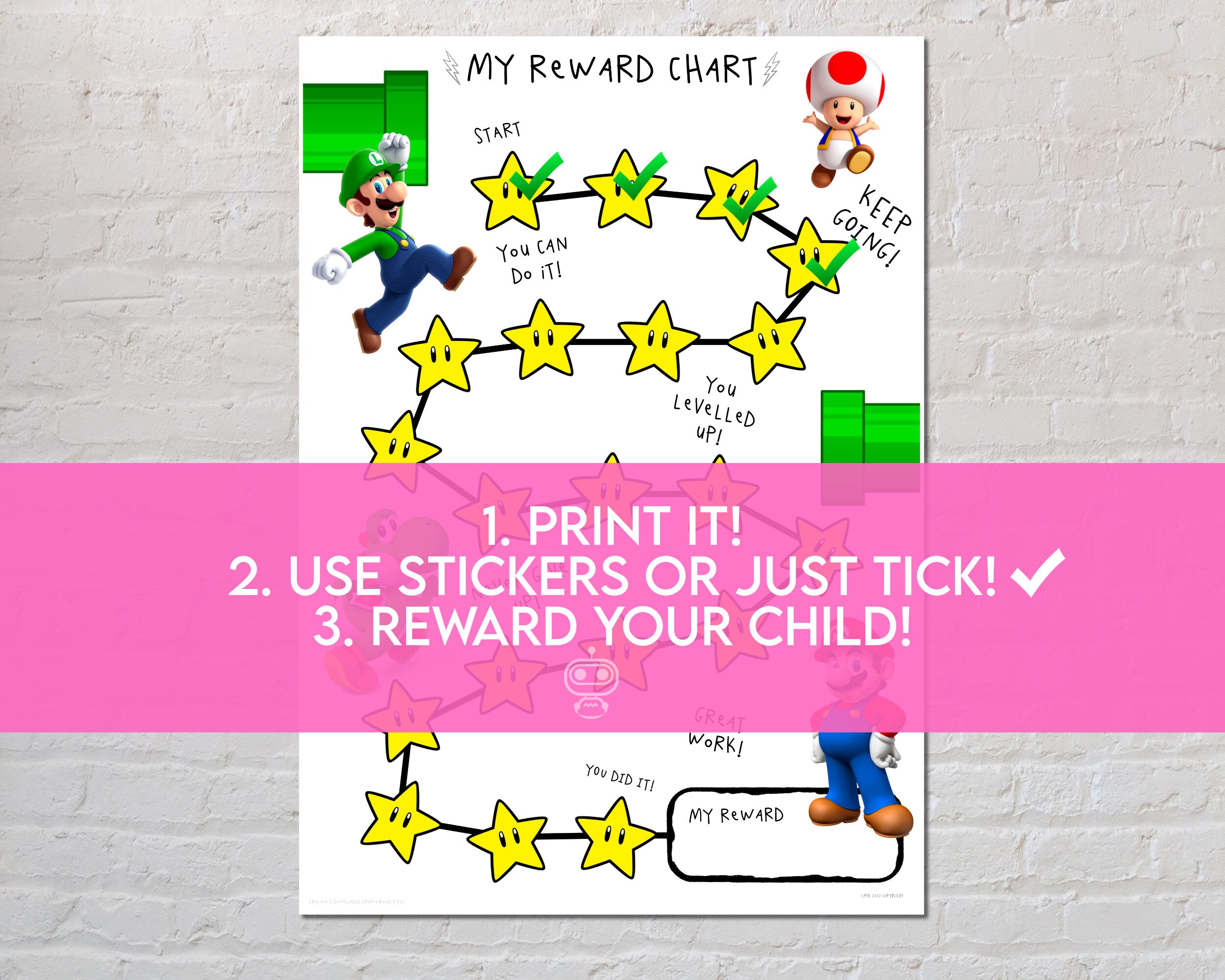 THREE Super Mario Reward Chart for Kids Behaviour Chart - Etsy Australia