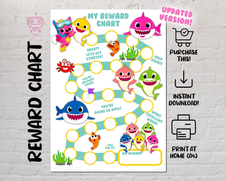 Baby Shark Reward Chart for Behavior Chart Printable Chore - Etsy Australia