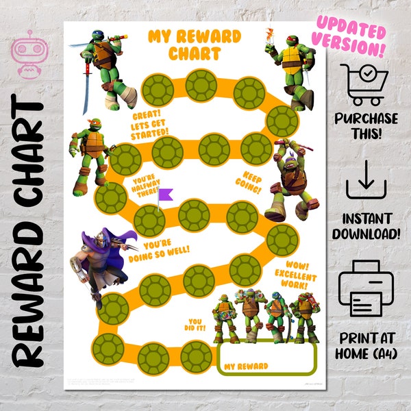 Ninja Turtle Sticker Chart Etsy