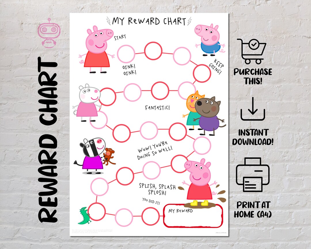 Peppa Pig Reward Chart for Kids Behaviour Chart Printable - Etsy