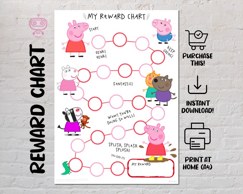Peppa Pig Reward Chart for Kids Behaviour Chart Printable - Etsy