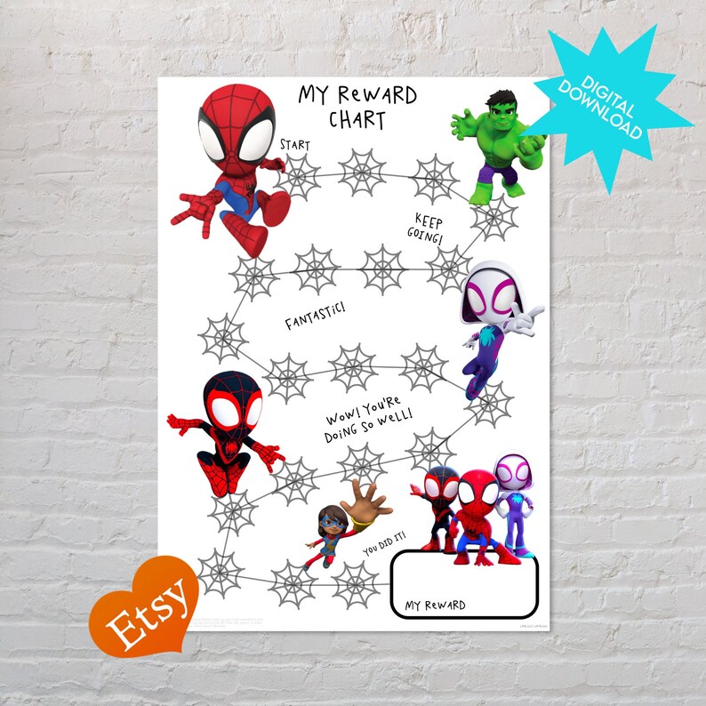 Spider-man Reward Chart for Kids Behaviour Chart Printable - Etsy New ...