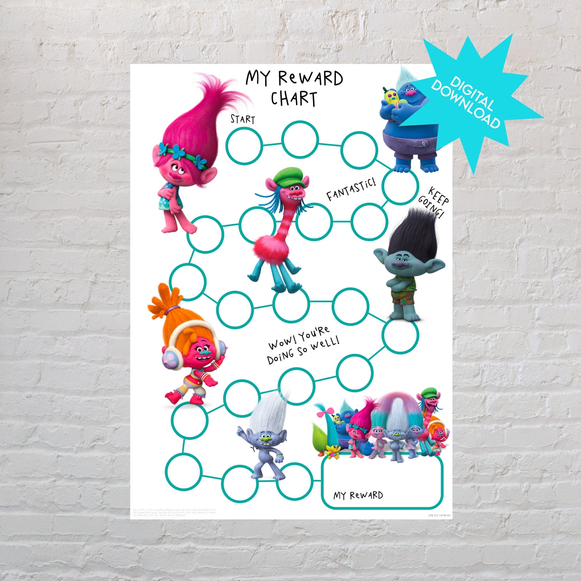 Trolls Reward Chart for Kids Behaviour Chart Printable Chore - Etsy ...