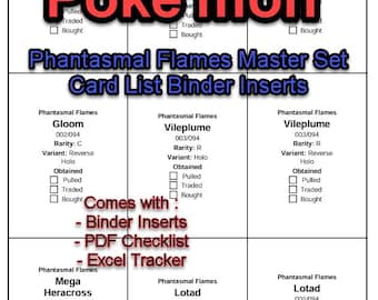 Insertos para carpetas de cartas coleccionables - Llamas Fantasmales - Organizador de juegos maestros - Imprimible - Diseñado para seguimiento físico y digital