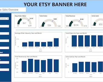 Plantilla de panel de ventas de Power BI: KPI, ingresos y crecimiento (pbix)