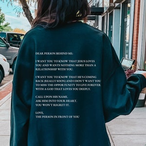 Dear Person Behind Me Christian Crewneck Sweatshirt | Dear Person Sweatshirt | Try Jesus Shirt | Jesus Sweatshirt for Women | Christian T