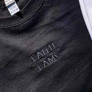 Christian Embroidered Crewneck Sweatshirt | Faith Over Fame | Jesus Sweatshirt | Embroidered Sweatshirt | Aesthetic Clothes | Bible Verse T