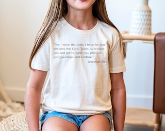 Jeremiah 29:11 Bible Verse T Shirt for Kids | Faith Shirt for Boys | Jesus Shirt for Girls | Kids Christian Shirts | Sunday School Kids Tee