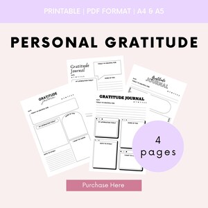感謝日記帳（印刷可能）、毎日の肯定ログ、PDFテンプレート、A4およびA5