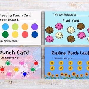 Rewards Punch Card for Classrooms or Parents * 50 or 75 cards/set * Multiple Designs and Finishes