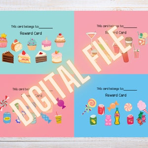 Carte perforée de récompenses pour les salles de classe ou les parents UNIQUEMENT DES FICHIERS NUMÉRIQUES Candy and Sweets comprend 4 fichiers différents